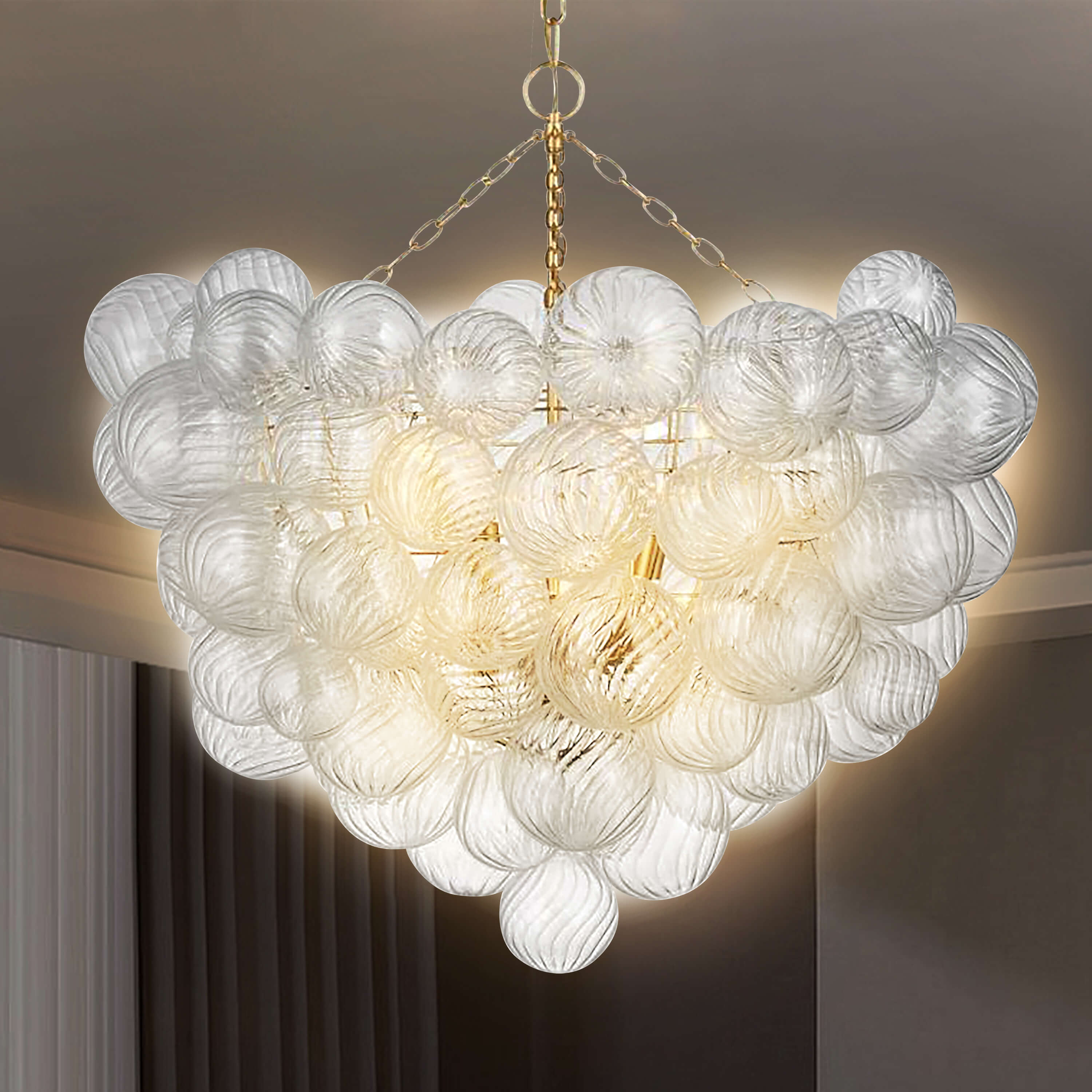 ARTY SWIRLED GLASS CLUSTER BUBBLE CHANDELIER