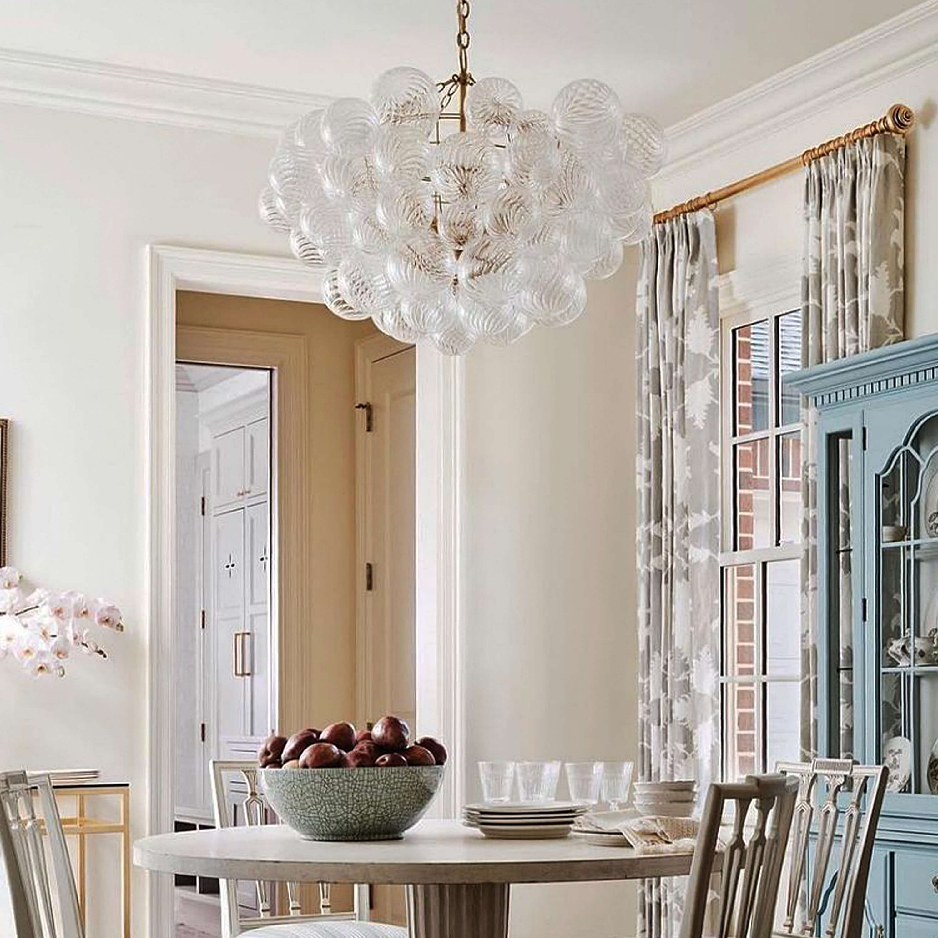 ARTY MURANO  SWIRLED GLASS CLUSTER BUBBLE CHANDELIER