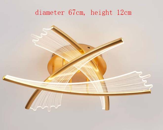 Ethereal Illumination: Brass Acrylic LED Ceiling Light with Interlaced Filament Design