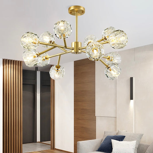 Brass Sputnik Chandelier with K9 Crystals