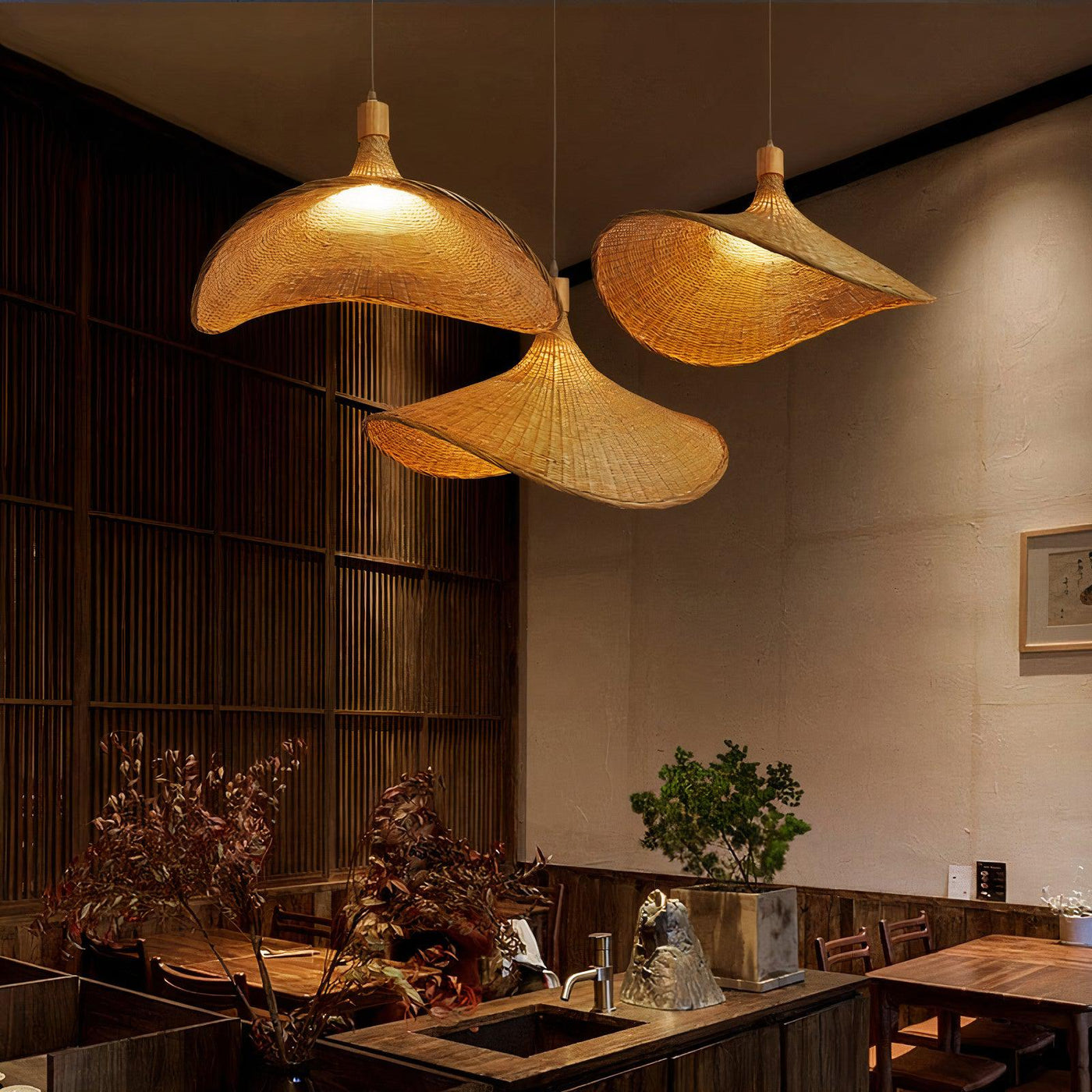 Bamboo and Wooden Chandelier - Nature-Inspired Elegance