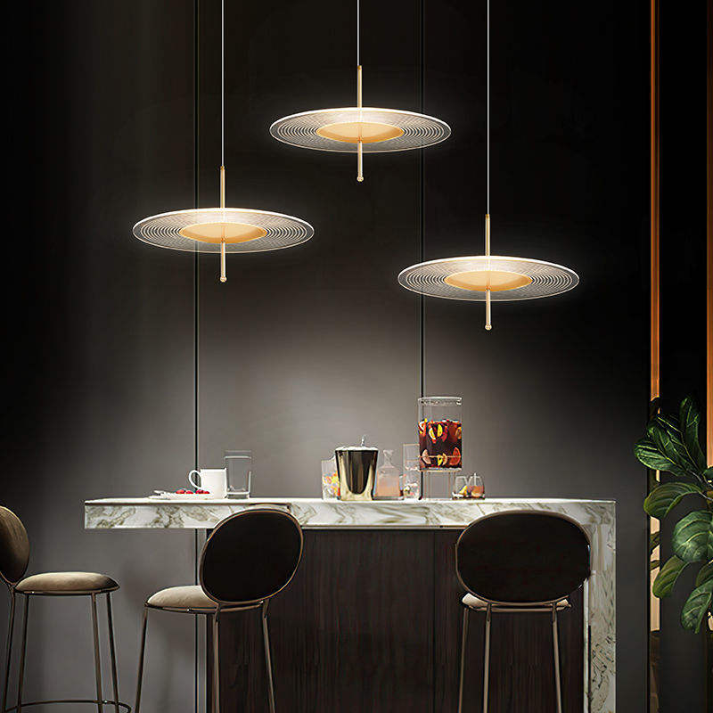 Versatile LED Round Disc Brass and Acrylic Pendant Light - Elevate Your Space with Style and Functionality