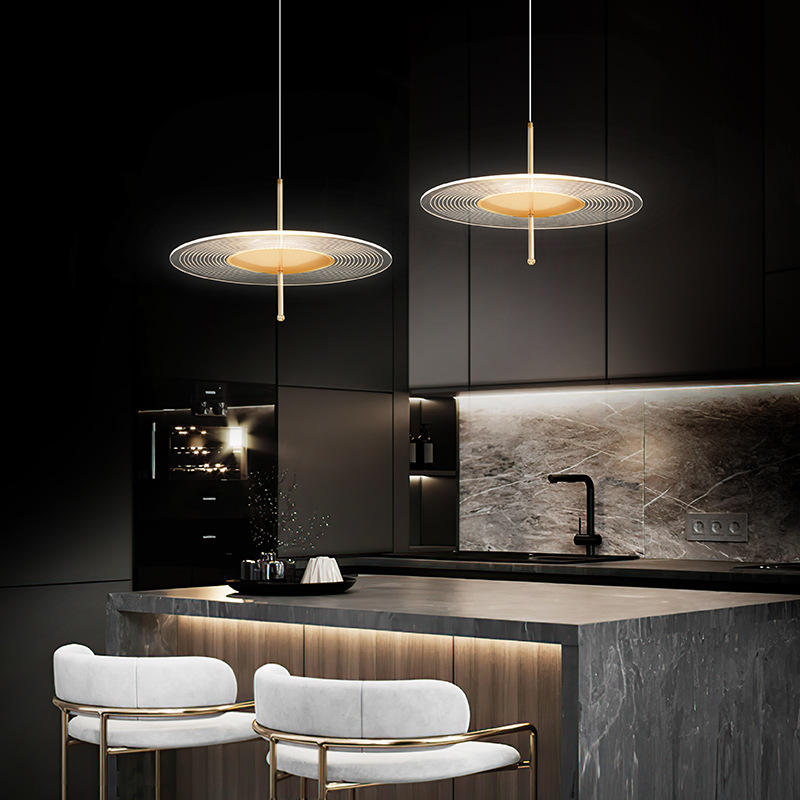 Versatile LED Round Disc Brass and Acrylic Pendant Light - Elevate Your Space with Style and Functionality