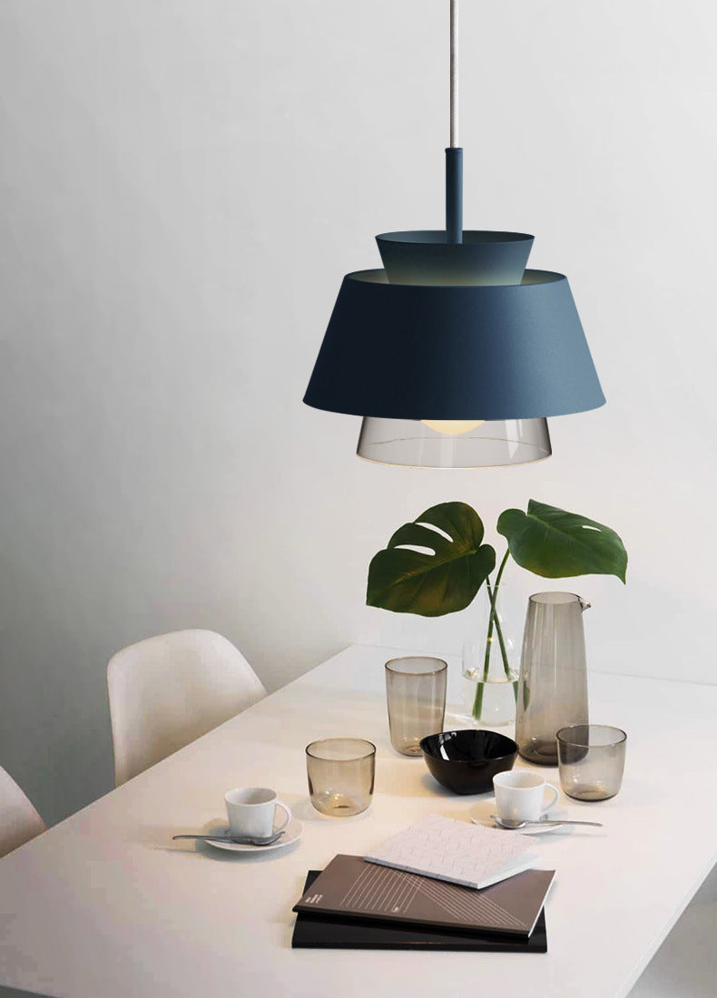 Luminous Triangle: Modern Minimalist Iron Pendant Light with Square Glass Enclosure and LED Illumination