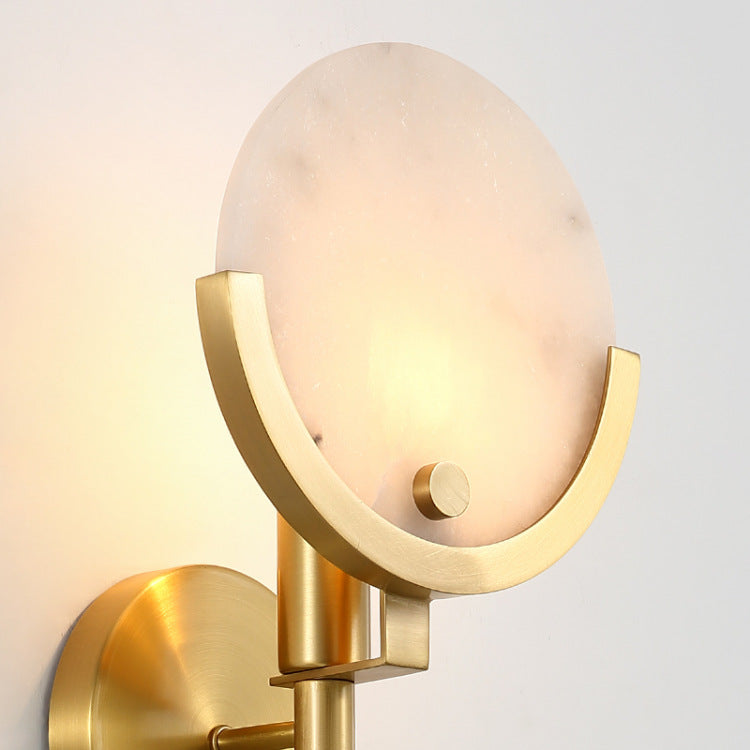 Radiant Opulence: Nordic Round Marble and Opal Glass LED Decorative Wall Lamp in Warm White and Cool White