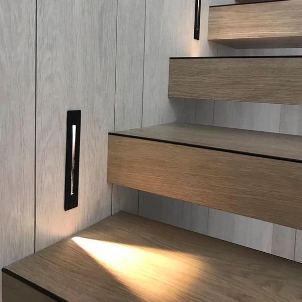 Sleek Vertical LED Induction Step Lamp - Stylish Stairway Illumination in White, Silver, and Black