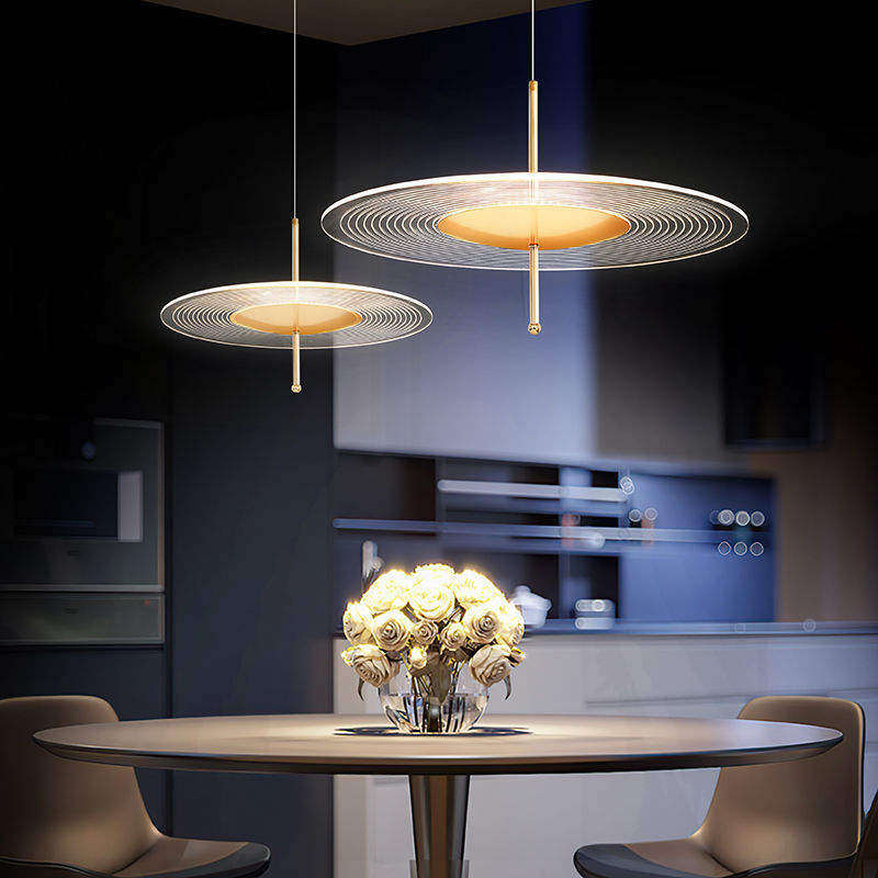 Versatile LED Round Disc Brass and Acrylic Pendant Light - Elevate Your Space with Style and Functionality