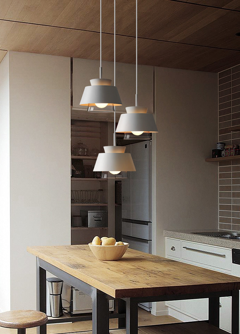 Luminous Triangle: Modern Minimalist Iron Pendant Light with Square Glass Enclosure and LED Illumination