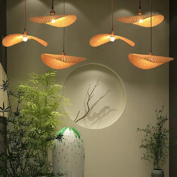 Bamboo and Wooden Chandelier - Nature-Inspired Elegance