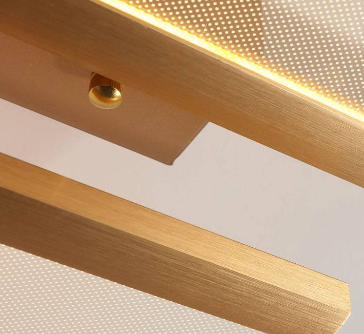 Ethereal Illumination: Brass Acrylic LED Ceiling Light with Interlaced Filament Design