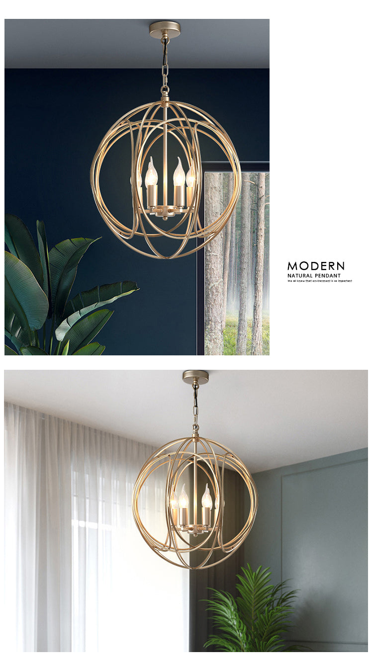 Post-Modern LED Hanging Cage Lamp Chandelier: Contemporary Lighting Fixture for Stylish Ambiance