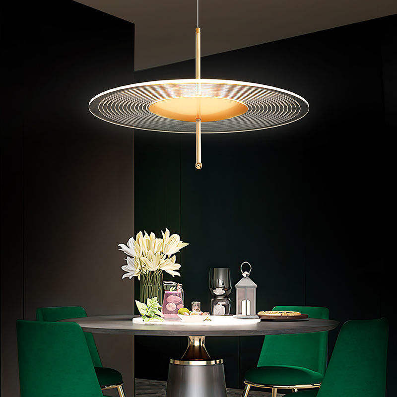 Versatile LED Round Disc Brass and Acrylic Pendant Light - Elevate Your Space with Style and Functionality