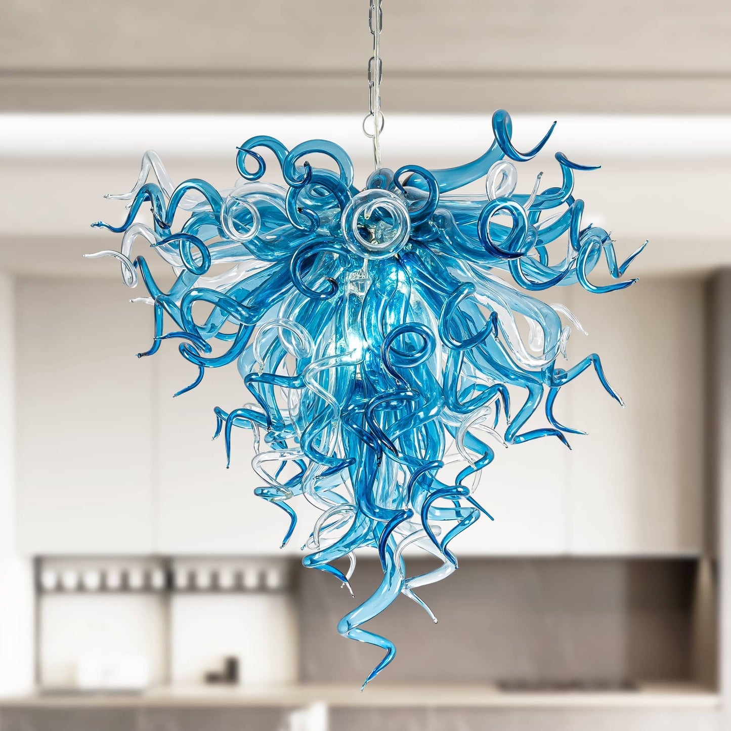 Aqua Symphony Hand-Blown Murano Glass Chandelier:Elegance meets oceanic light — designed for those who live artfully.