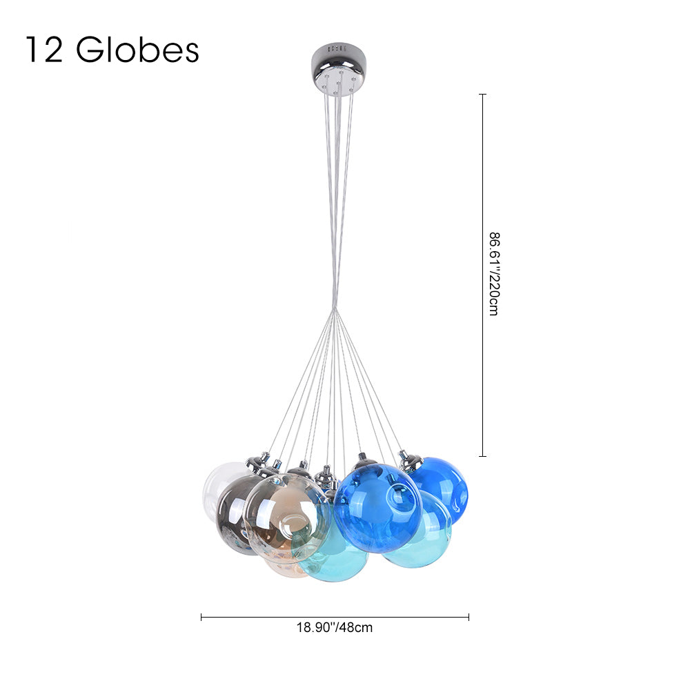 Whimsical Multicolor Bubble Chandelier: Versatile, Sloped Ceiling Compatible, Easy Installation, LED, Customizable Sizes