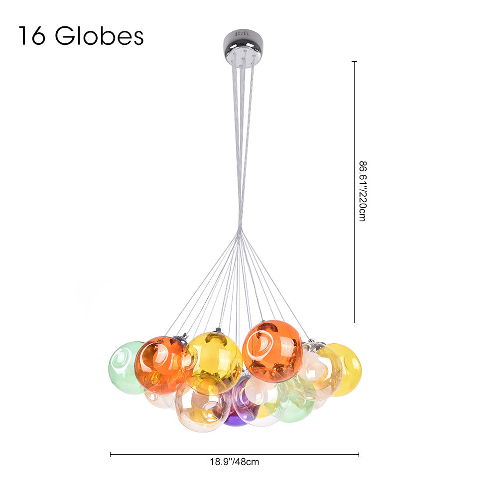 Whimsical Multicolor Bubble Chandelier: Versatile, Sloped Ceiling Compatible, Easy Installation, LED, Customizable Sizes