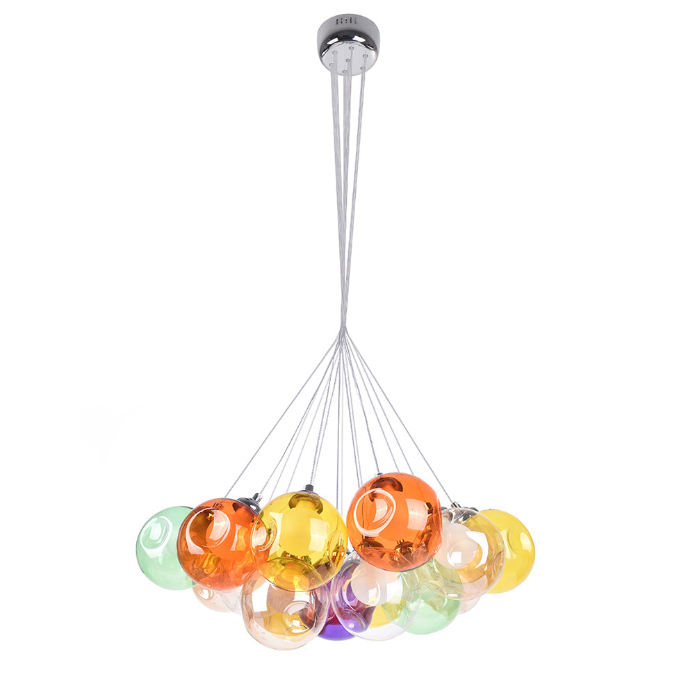 Whimsical Multicolor Bubble Chandelier: Versatile, Sloped Ceiling Compatible, Easy Installation, LED, Customizable Sizes