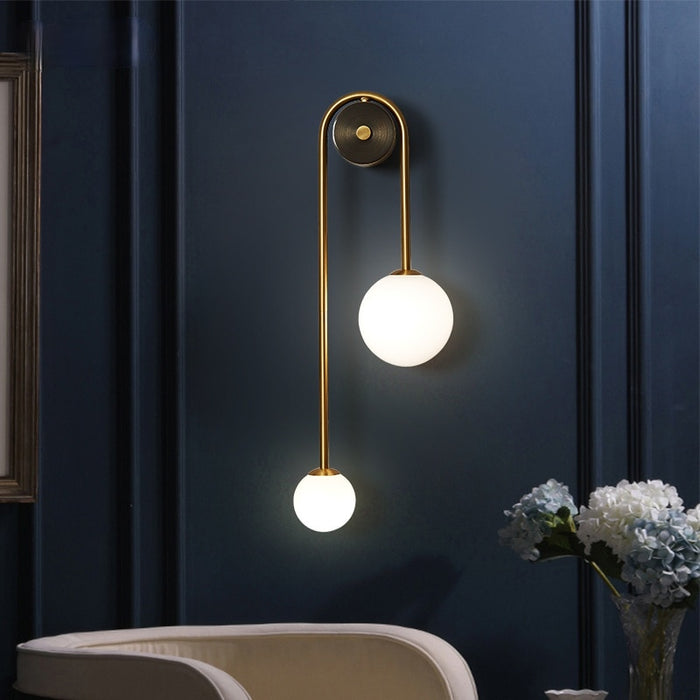 Radiant Elegance: Nordic-Designed Brass Wall Light with Opal Glass – Minimalistic Beauty for Any Space!