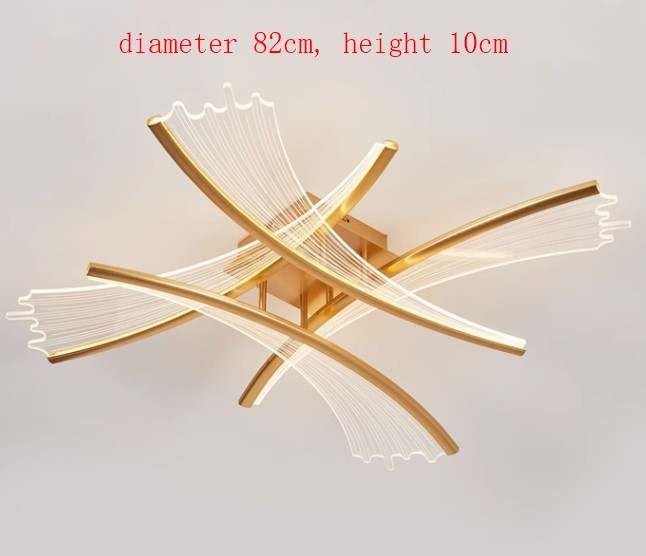 Ethereal Illumination: Brass Acrylic LED Ceiling Light with Interlaced Filament Design