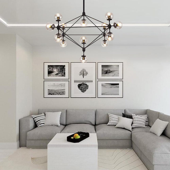 Illuminate Your Space in Style: Contemporary Glass Globe Chandelier with Adjustable Elegance for Effortless Modern Ambiance