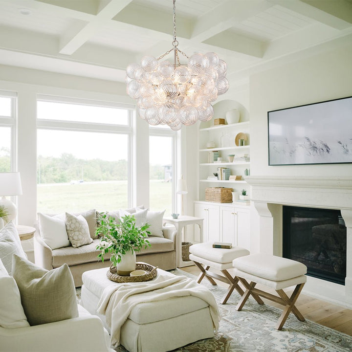 ARTY SWIRLED GLASS CLUSTER BUBBLE CHANDELIER