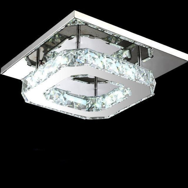 Elegant Stainless Steel and Acrylic LED Crystal Ceiling Light - Clear and Amber Options for Hallways, Living Rooms, and Bedrooms