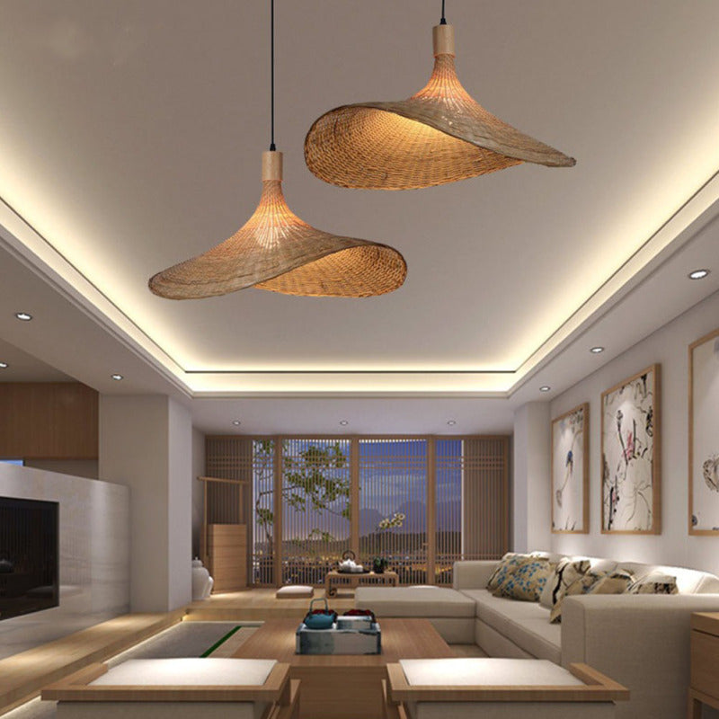 Bamboo and Wooden Chandelier - Nature-Inspired Elegance