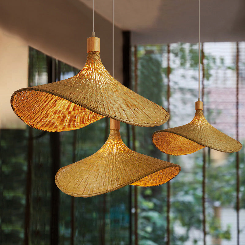 Bamboo and Wooden Chandelier - Nature-Inspired Elegance