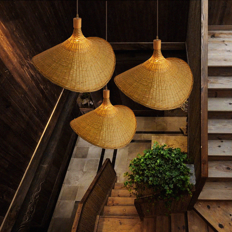 Bamboo and Wooden Chandelier - Nature-Inspired Elegance