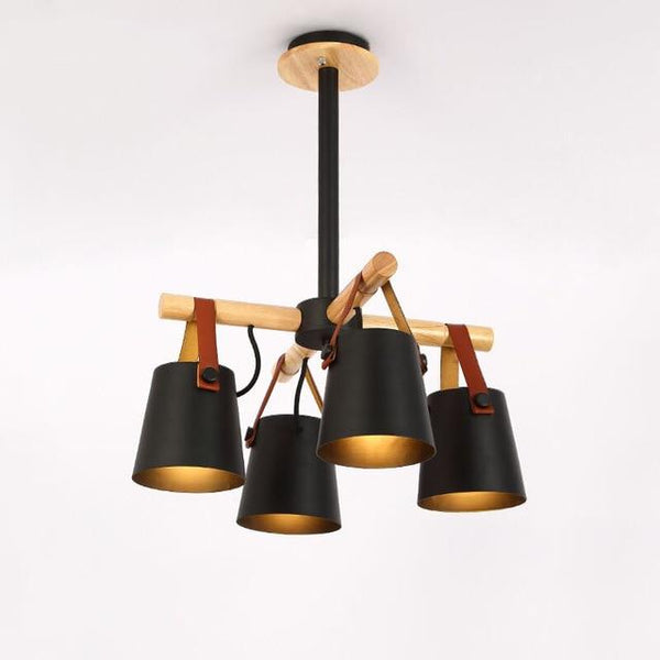 Nordic Iron and Wood Drop Down Pendant Light - Contemporary White and Black Options for Dining, Living, and Kitchen Spaces