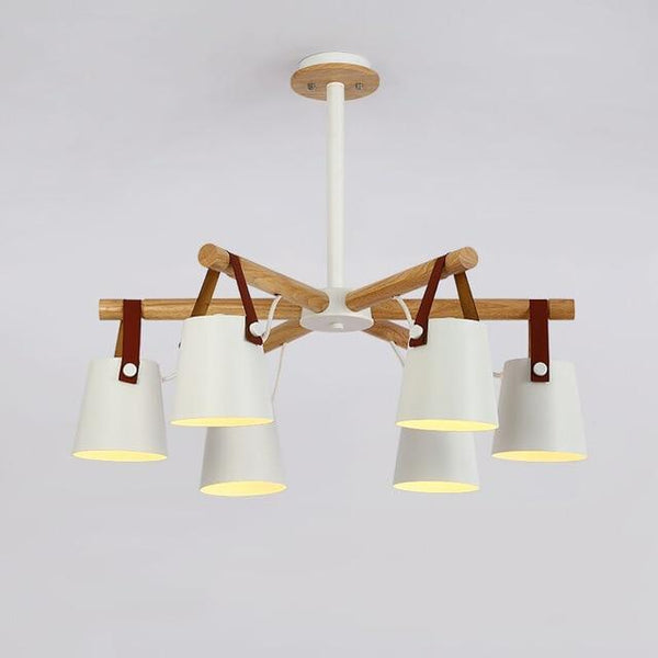 Nordic Iron and Wood Drop Down Pendant Light - Contemporary White and Black Options for Dining, Living, and Kitchen Spaces