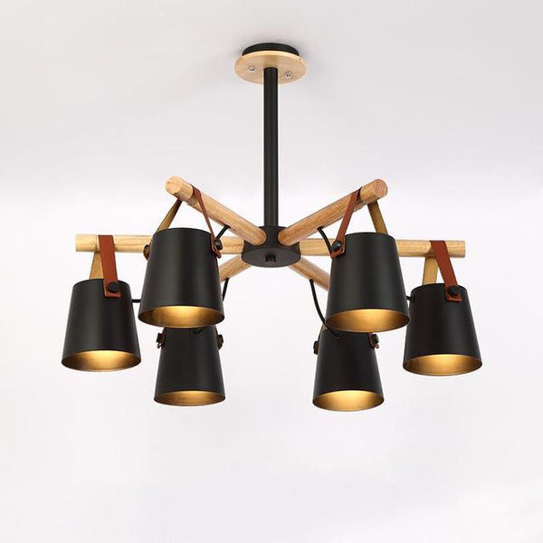 Nordic Iron and Wood Drop Down Pendant Light - Contemporary White and Black Options for Dining, Living, and Kitchen Spaces