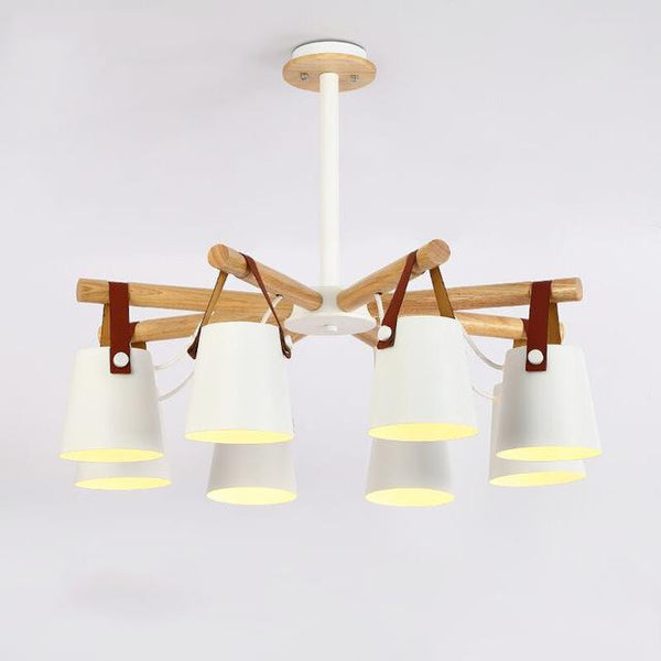 Nordic Iron and Wood Drop Down Pendant Light - Contemporary White and Black Options for Dining, Living, and Kitchen Spaces