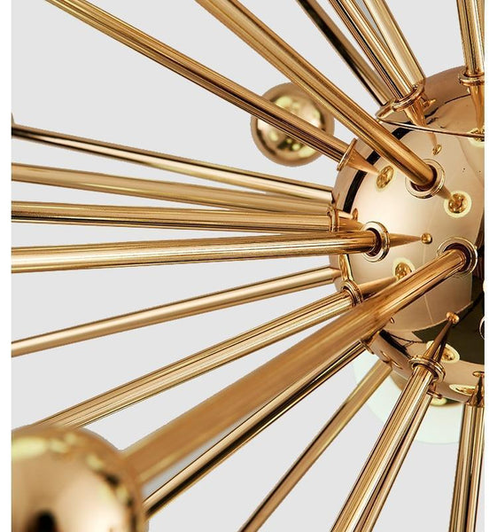 Gilded Dandelion Dreams: Mesmerizing Gold Chandelier with Frosted Glass for an Enchanting Soft Glow