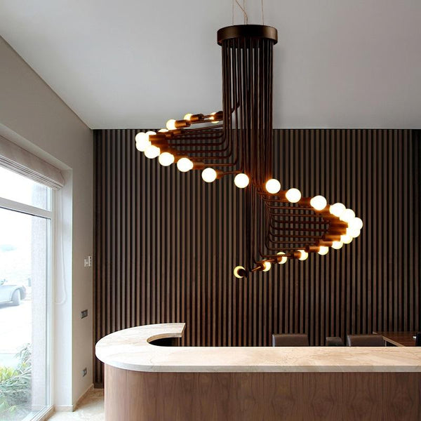 Captivating Nordic Minimalist Industrial Pendant Light: Exquisite and One-of-a-Kind Wrought Iron Spiral Chandelier for Unforgettable Interior Décor