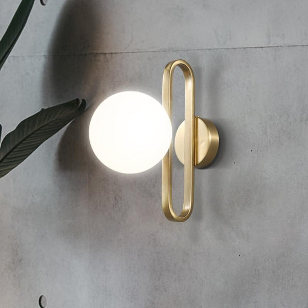 Claude : Frosted Globe Brass Wall Sconce