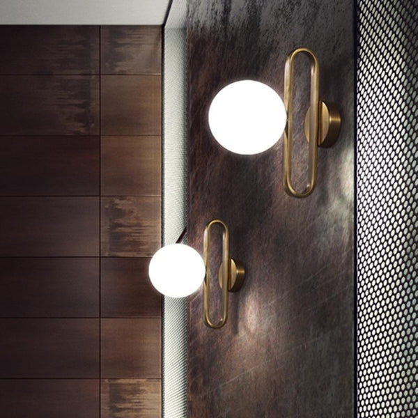 Claude : Frosted Globe Brass Wall Sconce
