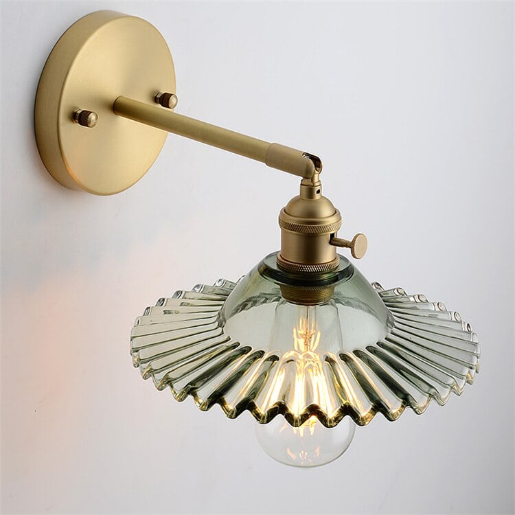 Lana -Ribbed  Glass Wall Light with Atmospheric Shadows, and Solid Brass Fixtures!