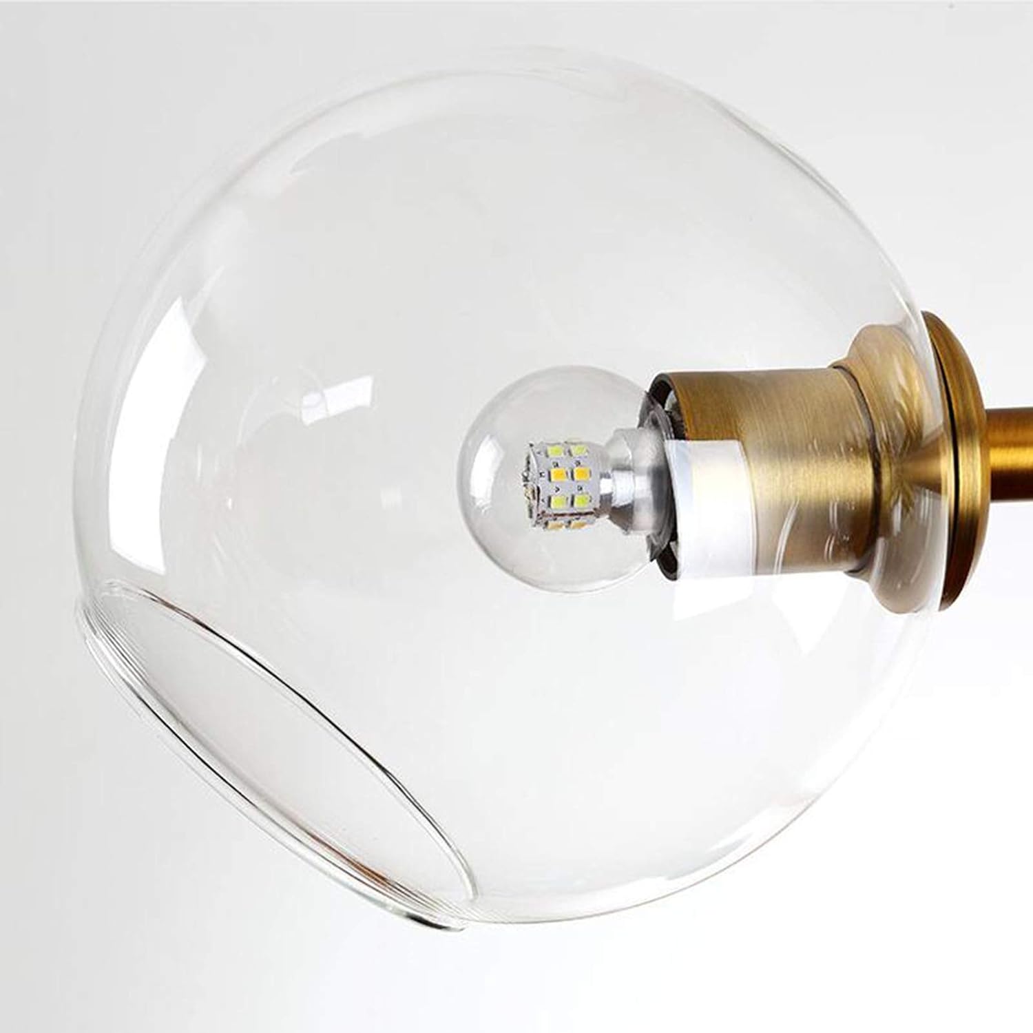 Mid Century Modern Black/Brass Glass Globe Linear Chandelier Pendant Light