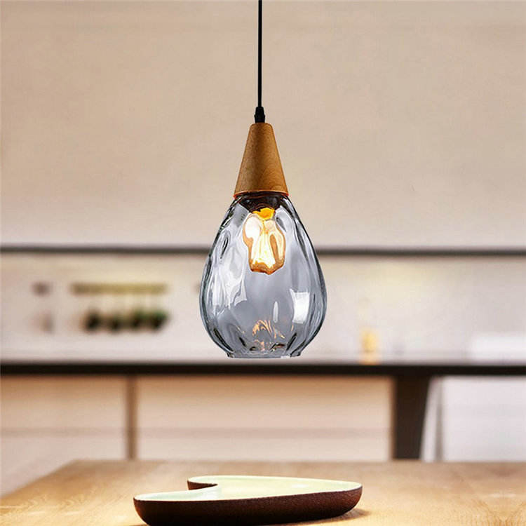 Modern Teardrop Dome Seeded Glass Pendant Light Fixture for Kitchen Island and Dining Room | Textured Glass Pendant Lighting