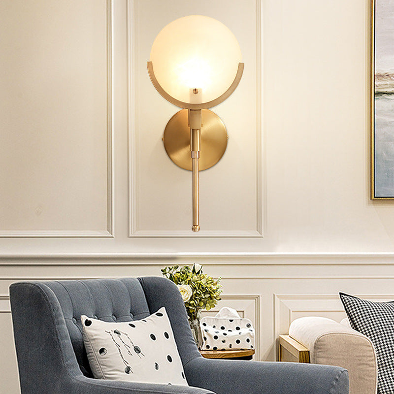 Radiant Opulence: Nordic Round Marble and Opal Glass LED Decorative Wall Lamp in Warm White and Cool White