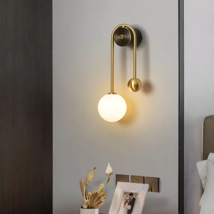 Radiant Elegance: Nordic-Designed Brass Wall Light with Opal Glass – Minimalistic Beauty for Any Space!