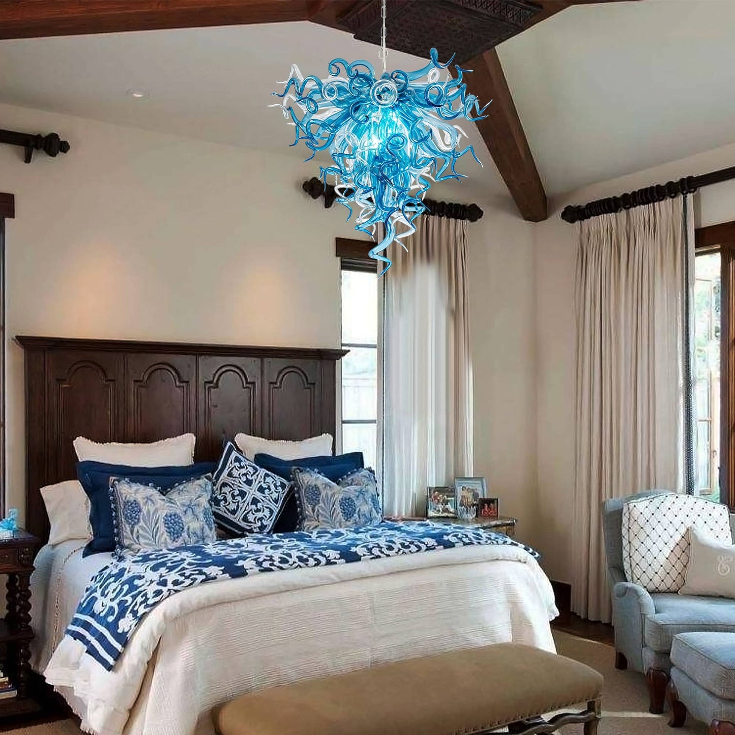 Aqua Symphony Hand-Blown Murano Glass Chandelier:Elegance meets oceanic light — designed for those who live artfully.