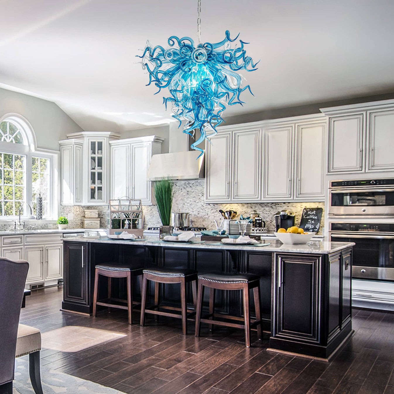 Aqua Symphony Hand-Blown Murano Glass Chandelier:Elegance meets oceanic light — designed for those who live artfully.