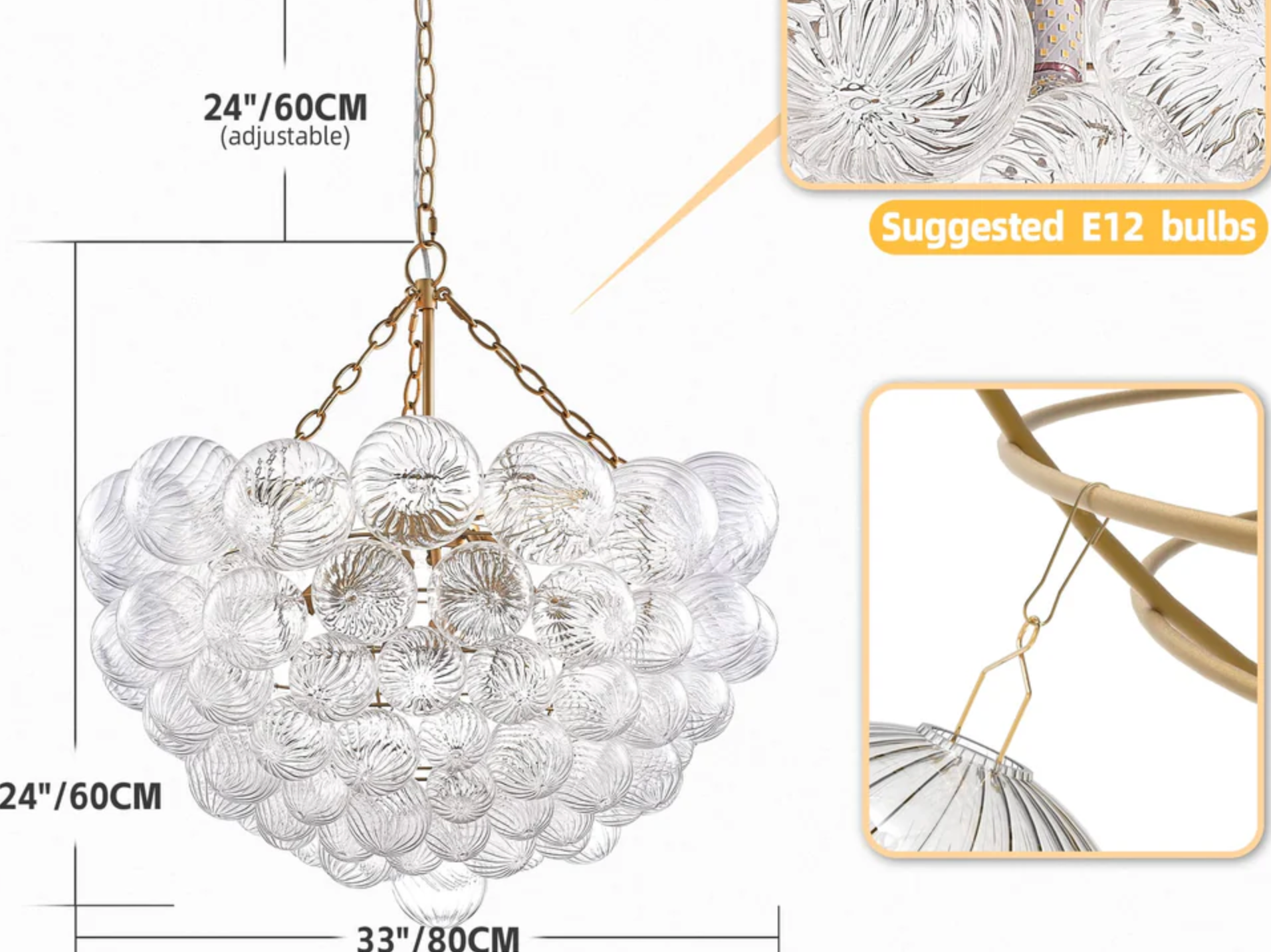 ARTY SWIRLED GLASS CLUSTER BUBBLE CHANDELIER