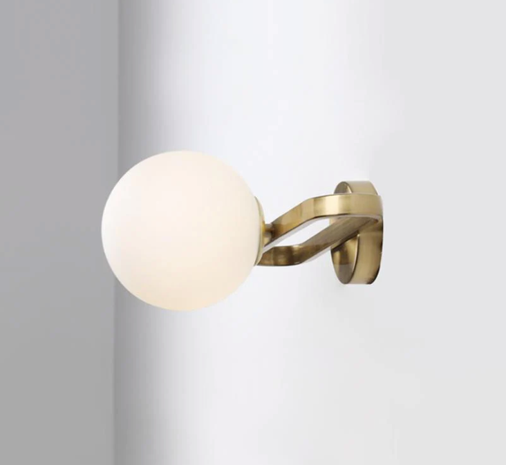 Claude : Frosted Globe Brass Wall Sconce