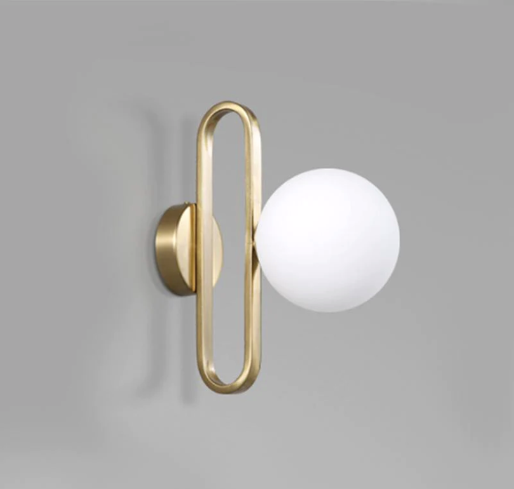 Claude : Frosted Globe Brass Wall Sconce