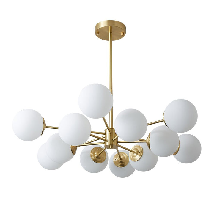 Sputnik Elegance: 12-Light Glass Globe Chandelier with Brass Finish - Modern Chic for Every Room!