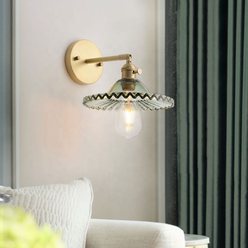 Lana -Ribbed  Glass Wall Light with Atmospheric Shadows, and Solid Brass Fixtures!