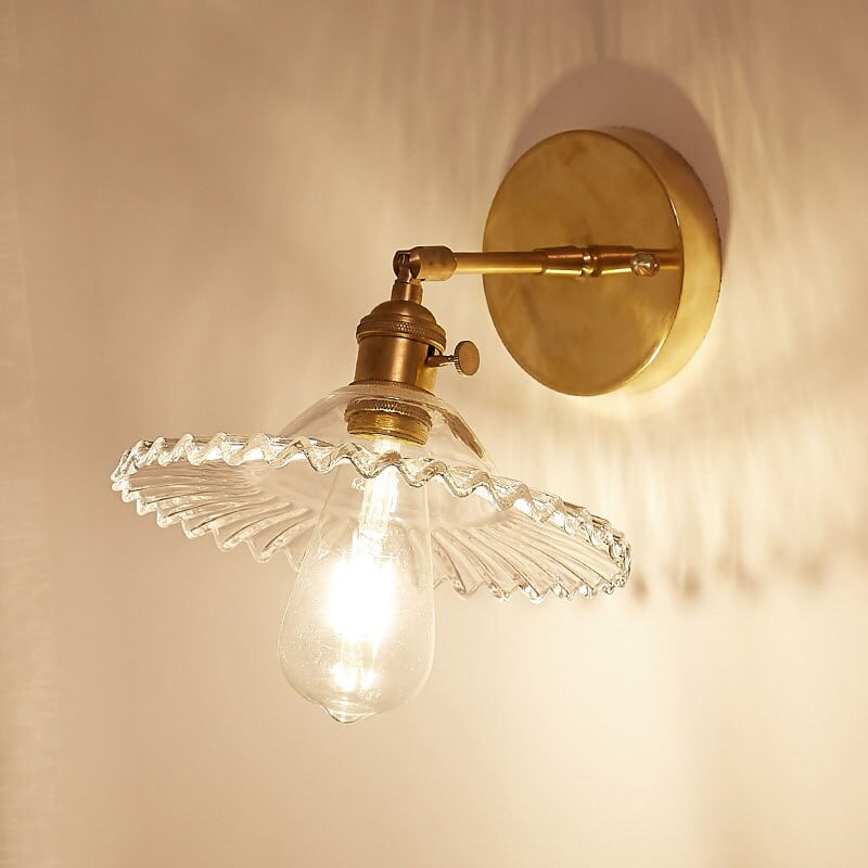 Lana -Ribbed  Glass Wall Light with Atmospheric Shadows, and Solid Brass Fixtures!